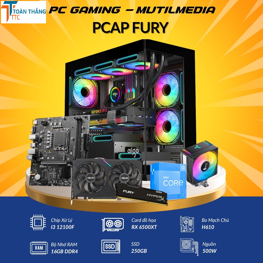 PC GAMING - PCAP Fury ( I3 12100F - RX 6500XT - 16GB RAM - SSD 250GB)